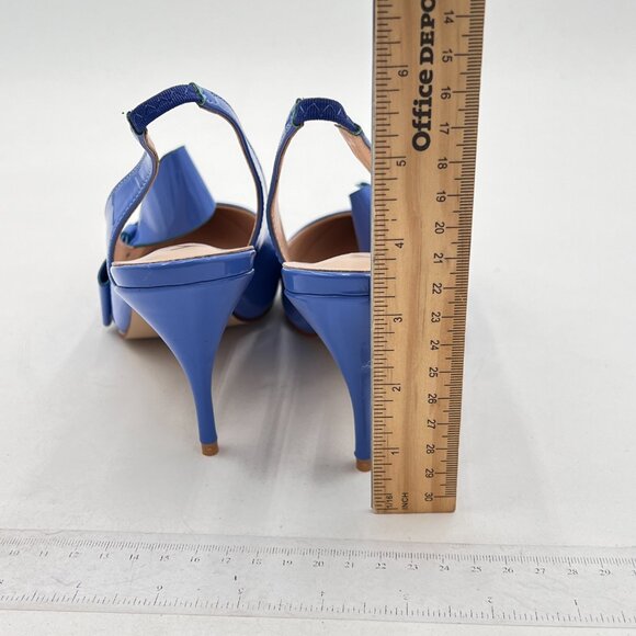 YDN Sky Blue Stiletto Heel Pumps Bow Pointed Toe Slingback Slip on Dress Shoes - Picture 5 of 8